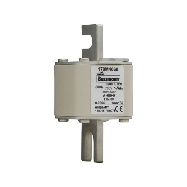 Fuse-link, high speed, 800 A, AC 690 V, DIN 1, 53 x 66 x 108 mm, aR, DIN, IEC, single indicator image 13