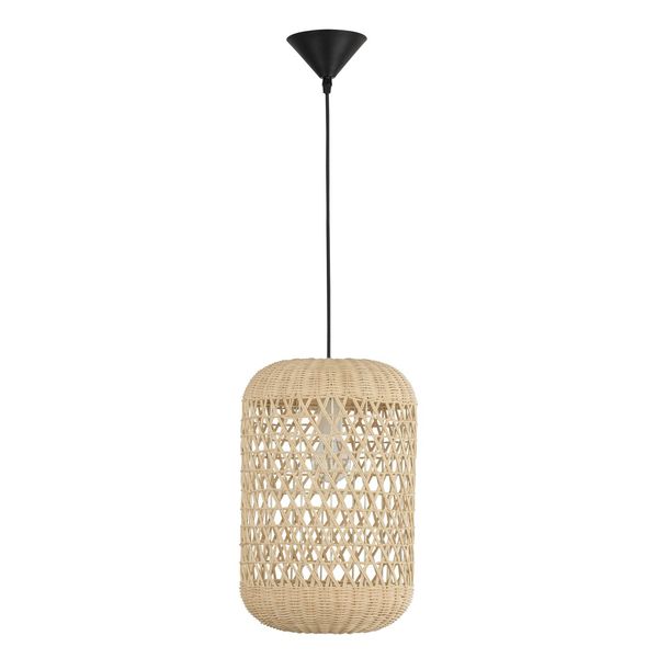 Natural Rattan  Black Fabric Wire & Base  LED E27 1x12 Watt 230 Volt  IP20 Bulb Excluded   D: 24.5 H1: 37 H2: 250 cm Adjustable height image 1