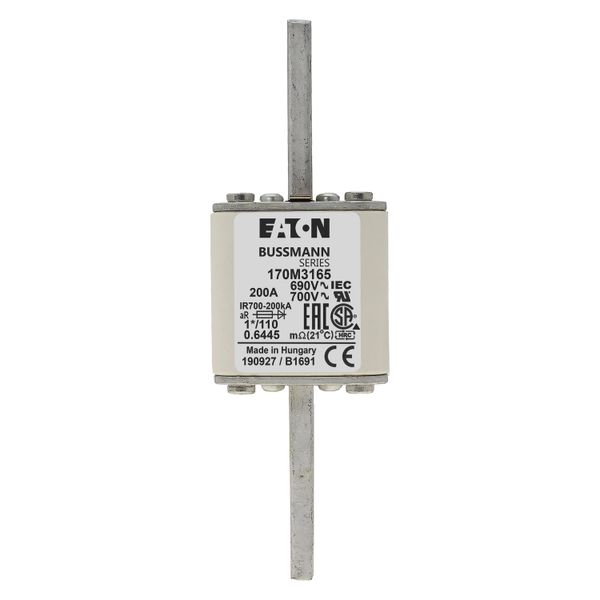 Fuse-link, high speed, 200 A, AC 690 V, compact size 1, 45 x 45 x 134 mm, aR, DIN, IEC, single indicator image 14