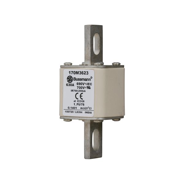 Fuse-link, high speed, 630 A, AC 690 V, compact size 1, 45 x 45 x 110 mm, aR, IEC, UL image 16