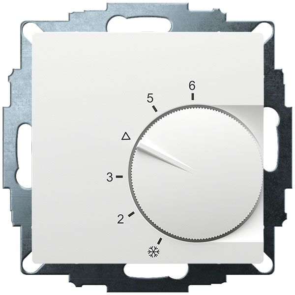 UP room controller, RAL9016 matt 55x55, 5-30C, AC 230V, 1 changeover contact, 10A/5A, temperature reduction approx.4K image 2