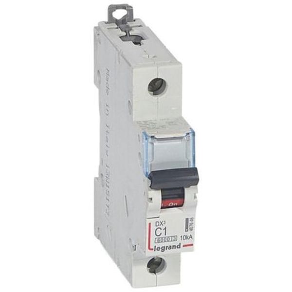 DX³6000 10kA high inlet and low outlet screw circuit breaker 1P 230V~ to 400V~ - 1A - curve C - 1 module image 1