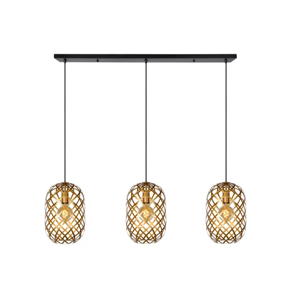 Lucide WOLFRAM - Pendant light - 3xE27 - Matt Gold / Brass image 1