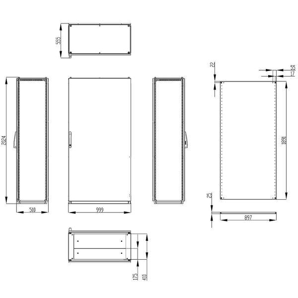 Modular enclosure 1 door IP55 H=2000 W=1000 D=500 mm image 3