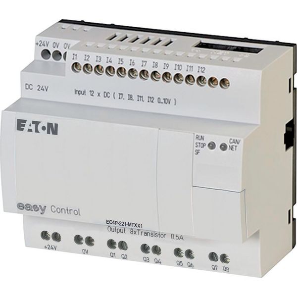 Compact PLC, 24 V DC, 12DI(of 4AI), 8DO(T), CAN image 2