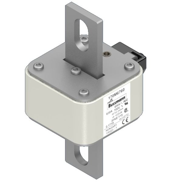 Fuse-link, high speed, 630 A, AC 690 V, size 3, 76 x 92 x 139 mm, aR, IEC, UL, single indicator image 3