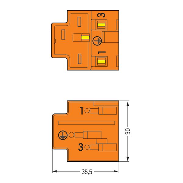 Male connector 3-pole orange image 4