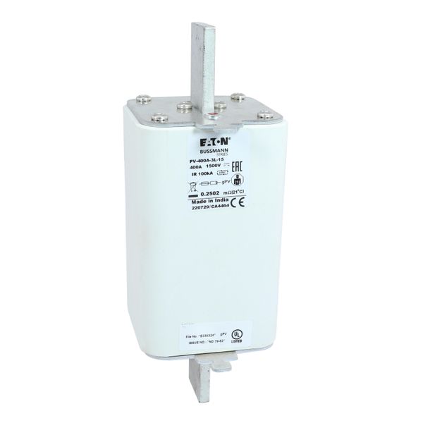 Fuse-link, high speed, 400 A, DC 1500 V, 3L, 75 x 205 mm, gPV, IEC, UL, with indicator image 10