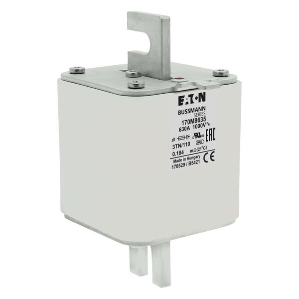 Fuse-link, high speed, 630 A, AC 1000 V, DIN 3, 74 x 90 x 139 mm, aR, DIN, IEC, single indicator image 11