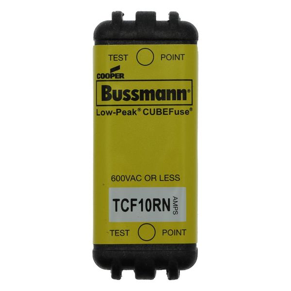 Eaton Bussmann series TCF fuse, Finger safe, 600 Vac/300 Vdc, 10A, 300 kAIC at 600 Vac, 100 kAIC at 300 Vdc, Non-Indicating, Time delay, inrush current withstand, Class CF, CUBEFuse, Glass filled PES, non-indicating image 2