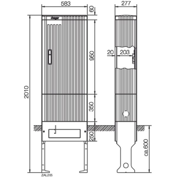 Distribution Pillar, 205 series, empty, 2010 x 583 x 277 mm image 1