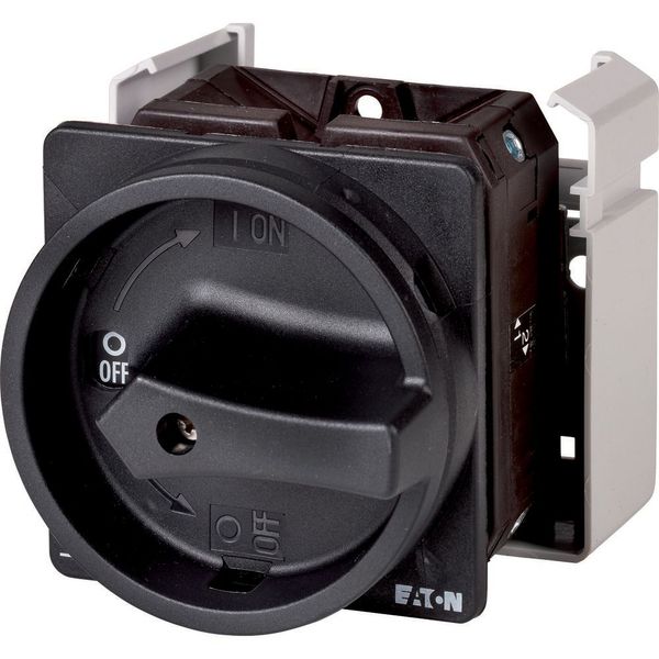 Main switch, T5, 100 A, flush mounting, 3 contact unit(s), 3 pole + N, 1 N/O, 1 N/C, STOP function, With black rotary handle and locking ring image 2