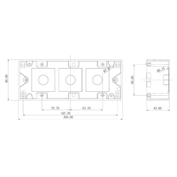 Wallmount-Box W205 x H45 x D80 mm for HSEMDR6W0F, RAL9010 image 2