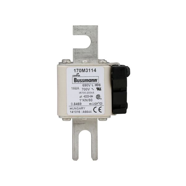 Fuse-link, high speed, 160 A, AC 690 V, compact DIN 1, 45 x 59 x 104 mm, aR, DIN, IEC, single indicator image 6