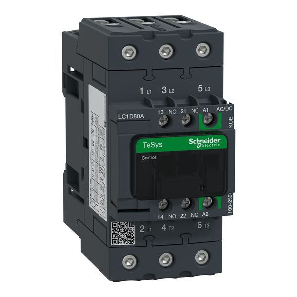 TeSys Deca contactor 3P 66A AC-3/AC-3e up to 440V coil 100-250V AC/DC EverLink image 5