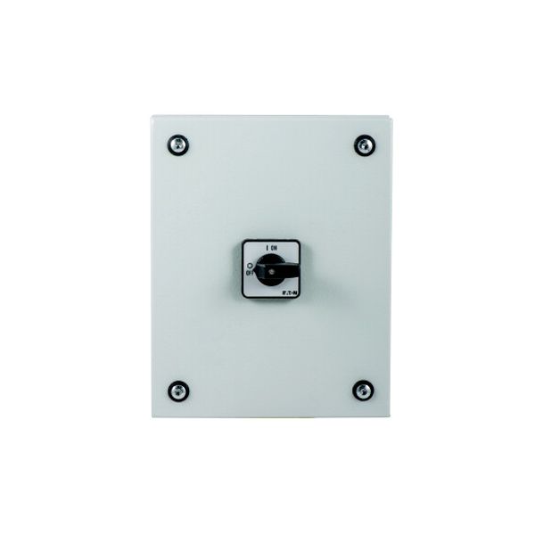 T3, 32 A, surface mounting, 3 contact unit(s), 90 °, maintained, 0-1, in steel enclosure, Design number 15683 image 1