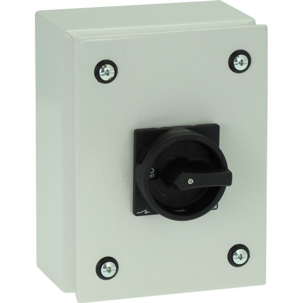 Main switch, P1, 40 A, surface mounting, 3 pole + N, STOP function, With black rotary handle and locking ring, Lockable in the 0 (Off) position, in st image 2