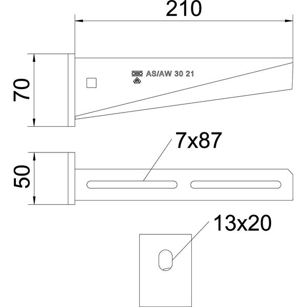 AW 30 21 A4 Wall and support bracket with welded head plate B210mm image 2