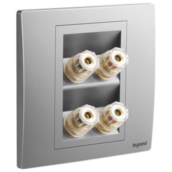 Mallia Senses - 2 gang single loudspeaker socket outlet - Dark Silver image 1