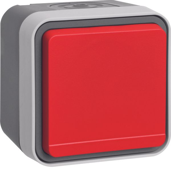 SCHUKO soc. out. red hinged cover surface-mtd, W.1, grey/light grey ma image 1