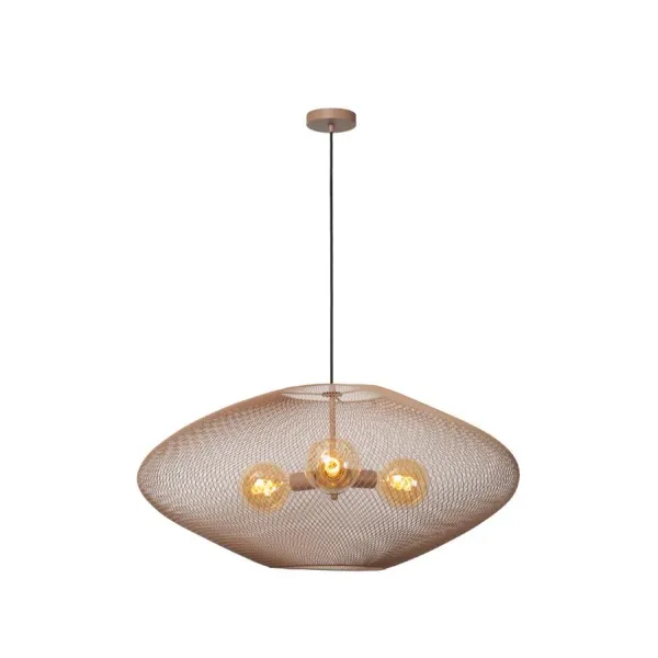 Lucide MESH - Hanglamp - Ø 88 cm - 3xE27 - Taupe image 1