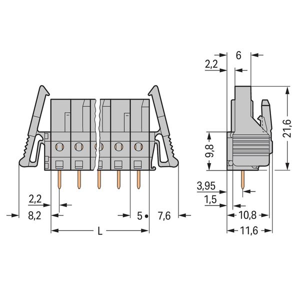 THT female header straight Pin spacing 5 mm gray image 3