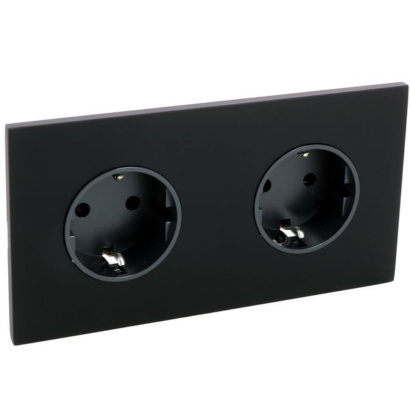 Art d'Arnould univers Epure double standard schuko horizontal power socket 2P+E 16A 250V - Matt black image 1