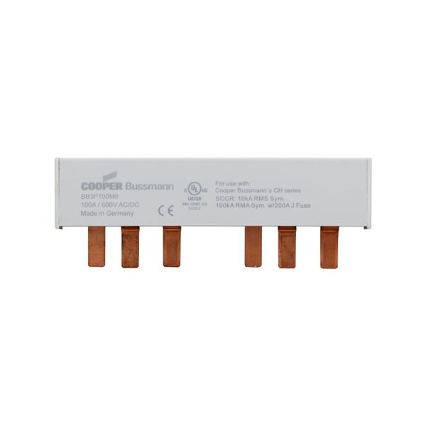 BUSBAR, low voltage, 100 A, AC 600 V, DC 600 V, 23 x 37 x 104 mm, 6P, UL image 2