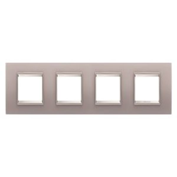 LUX INTERNATIONAL PLATE - IN GLASS - 2+2+2+2 MODULES HORIZONTAL - PERLY GRAY - INNER FRAME MATT LIGHT BRONZE - CHORUSMART image 1