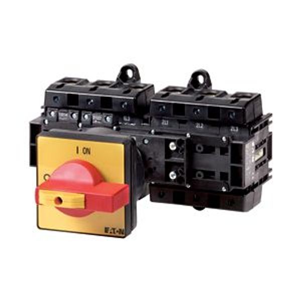 Main switch, T6, 160 A, rear mounting, 6 contact unit(s), 6 pole, 1 N/O, 1 N/C, Emergency switching off function, With red rotary handle and yellow lo image 2