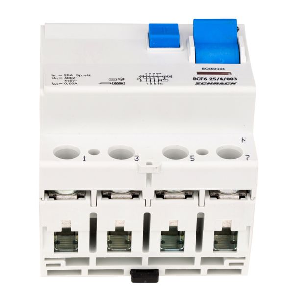 Residual current circuit breaker 25A, 4-p, 30mA,type AC, 6kA image 1