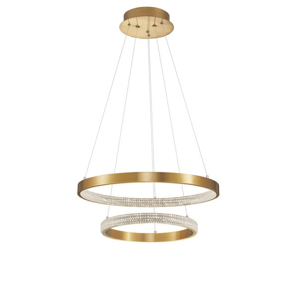 Triac Dimmable Antique Gold Brass   Aluminium & Acrylic  LED 62 Watt 230 Volt  3113Lm 3000K IP20  D: 60 H: 120 cm Adjustable Height image 1