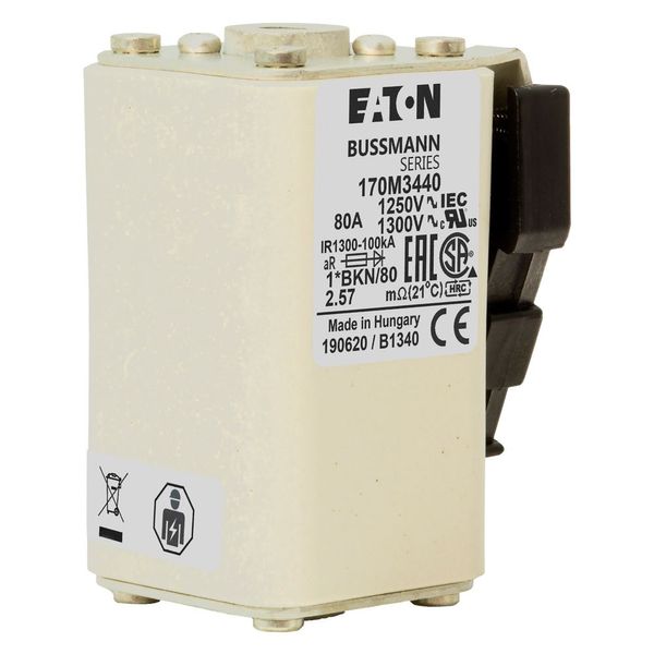 Fuse-link, high speed, 80 A, AC 1250 V, compact size 1, 45 x 59 x 81 mm, aR, IEC, UL, single indicator image 28