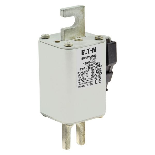 Fuse-link, high speed, 550 A, AC 1250 V, size 1, 53 x 69 x 138 mm, aR, DIN, IEC, single indicator image 11