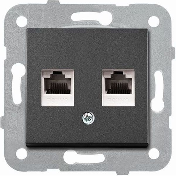 Novella-Trenda Black Two Gang Data Socket (2xCAT5) image 1