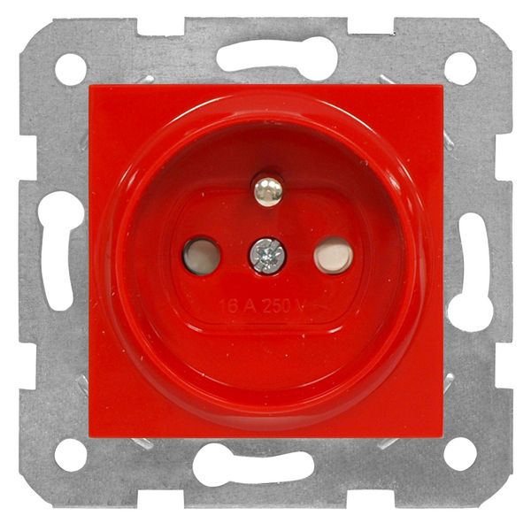 Pin socket outlet with safety shutter, red, screw clamps image 1