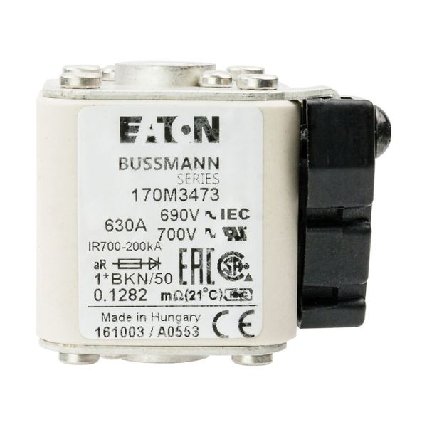 Fuse-link, high speed, 630 A, AC 690 V, compact size 1, aR, IEC, UL, single indicator image 8