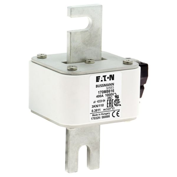 Fuse-link, high speed, 400 A, AC 1000 V, DIN 3, 74 x 92 x 138 mm, aR, DIN, IEC, single indicator image 10