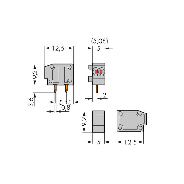 Stackable 2-conductor PCB terminal block 0.75 mm² Pin spacing 5/5.08 m image 2