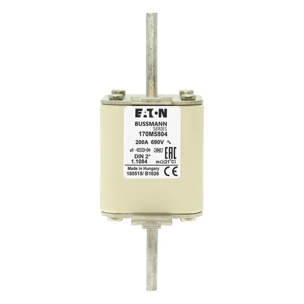 Fuse-link, high speed, 200 A, AC 690 V, compact DIN 2, 55 x 71 x 150 mm, aR, DIN, IEC, single indicator image 15