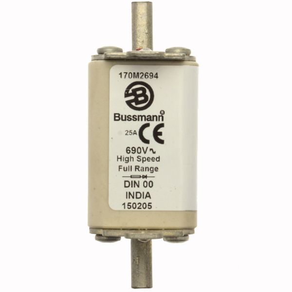 Fuse-link, high speed, 63 A, AC 690 V, DIN 00, 30 x 60 x 79 mm, gR, DIN, IEC, single indicator image 2