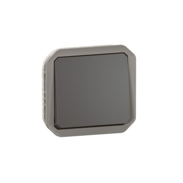 Plexo 10A waterproof switch or two-way switch to be fitted with a case or an anthracite finish support plate image 1