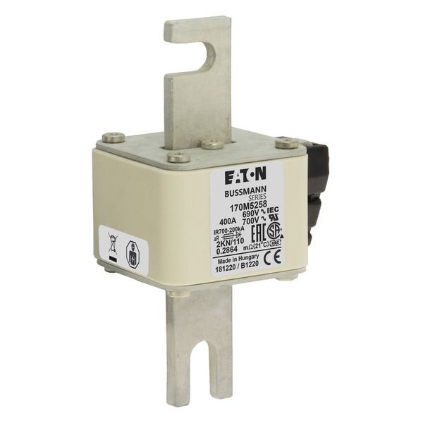 Fuse-link, high speed, 400 A, AC 690 V, DIN 2, 61 x 77 x 138 mm, aR, DIN, IEC, single indicator image 13