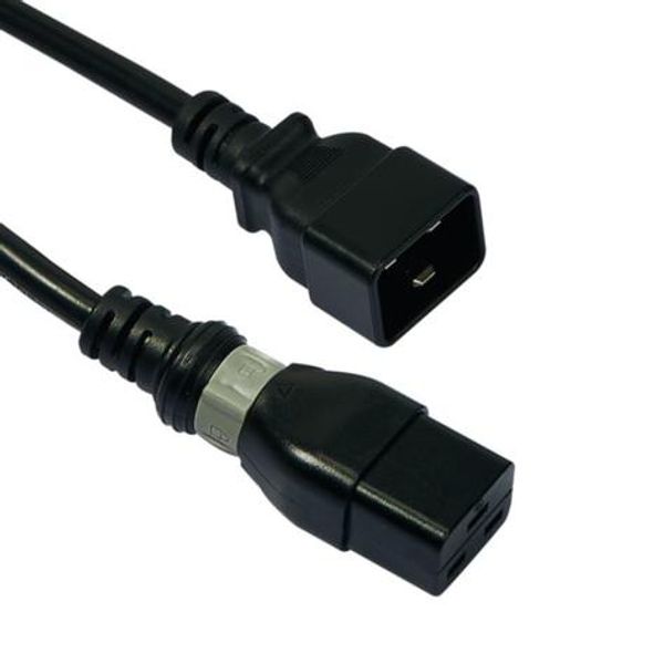 Set of 10 power cords C20 to C19 sockets, length 1m, black locking female plug image 1