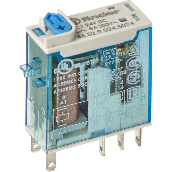 Mini.ind.relays 2CO 8A/24VDC/Agni+Au/Test button/LED/Mech.ind (46.52.9.024.5074) image 2