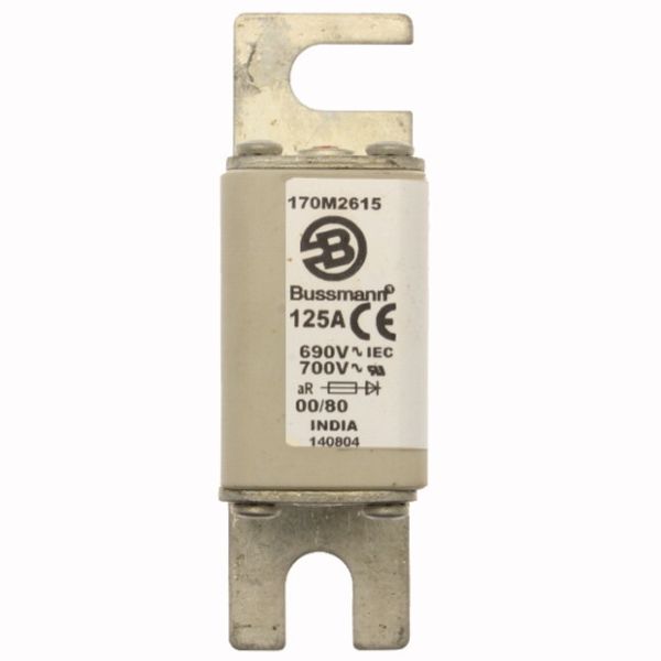 Fuse-link, high speed, 125 A, AC 690 V, DIN 00, 30 x 51 x 100 mm, aR, DIN, IEC, single indicator image 2