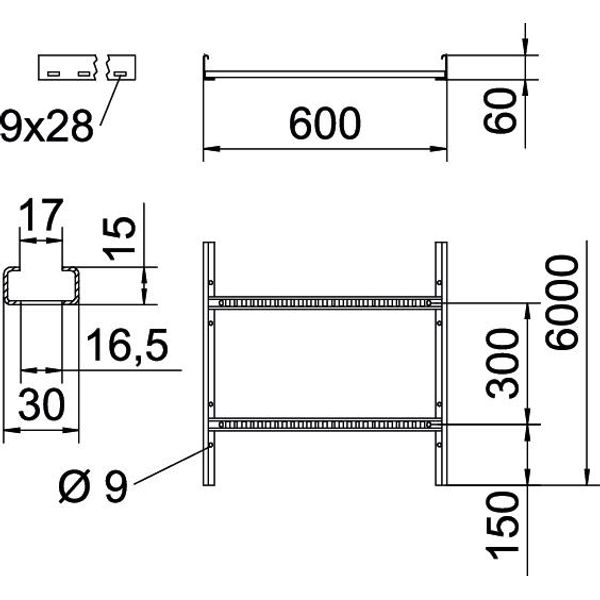LCIS 660 6 FT Cable ladder perforated rung, welded 60x600x6000 image 2