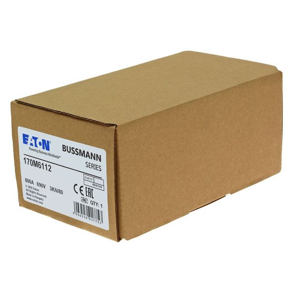 Fuse-link, high speed, 800 A, AC 690 V, DIN 3, 76 x 92 x 109 mm, aR, DIN, IEC, single indicator image 11