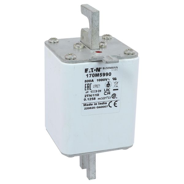 Fuse-link, high speed, 800 A, AC 1000 V, DIN 2, 59 x 75 x 138 mm, aR, DIN, IEC, single indicator image 12