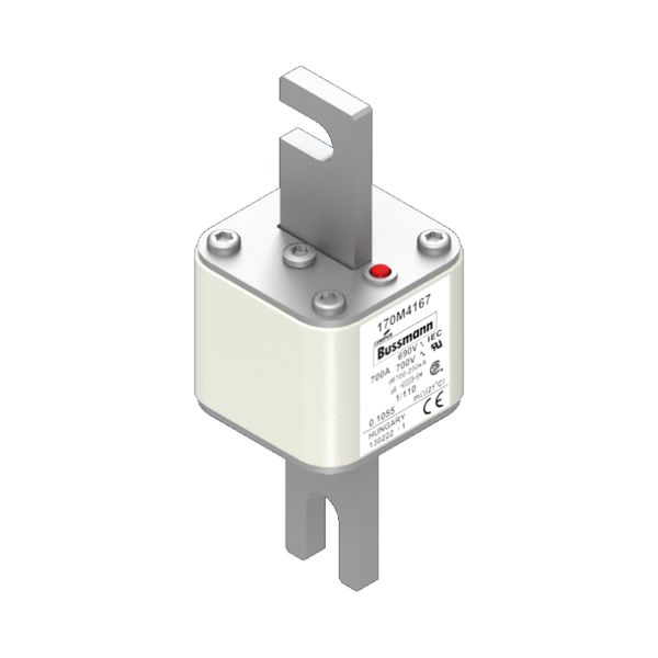 Fuse-link, high speed, 700 A, AC 690 V, DIN 1, 53 x 66 x 138 mm, aR, DIN, IEC, single indicator image 12